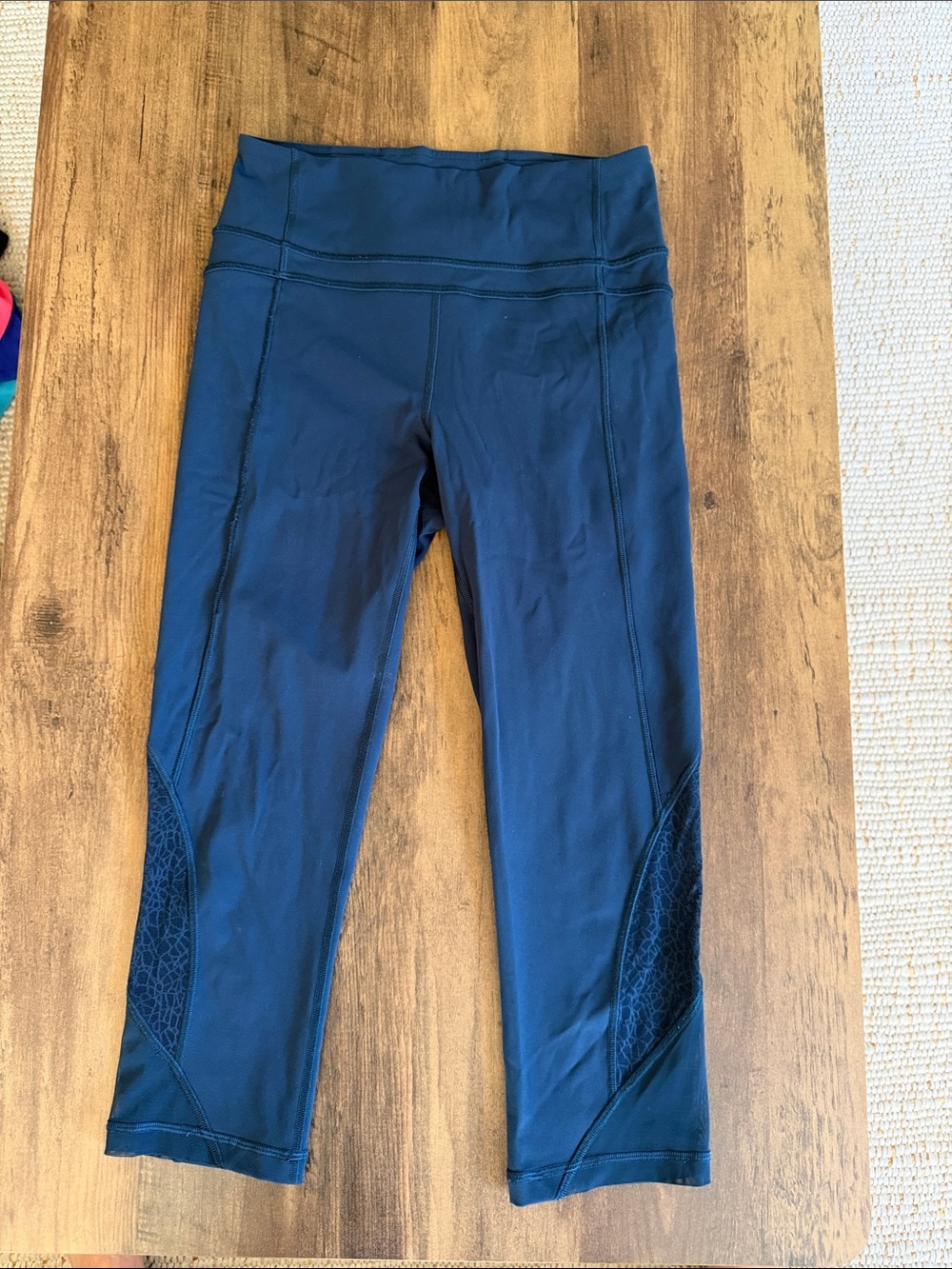 lululemon athletica Navy Capri Leggings with Mesh Panels